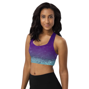 Fluid Ombre Teal & Purple | Women's Fine Art Longline Sports Bra