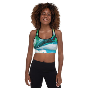 Fluid Green Swirls | Women's Fine Art Padded Sports Bra