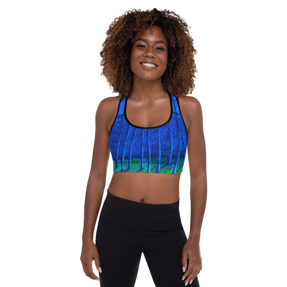 Cobalt Trees at Midnight | Women's Fine Art Padded Sports Bra
