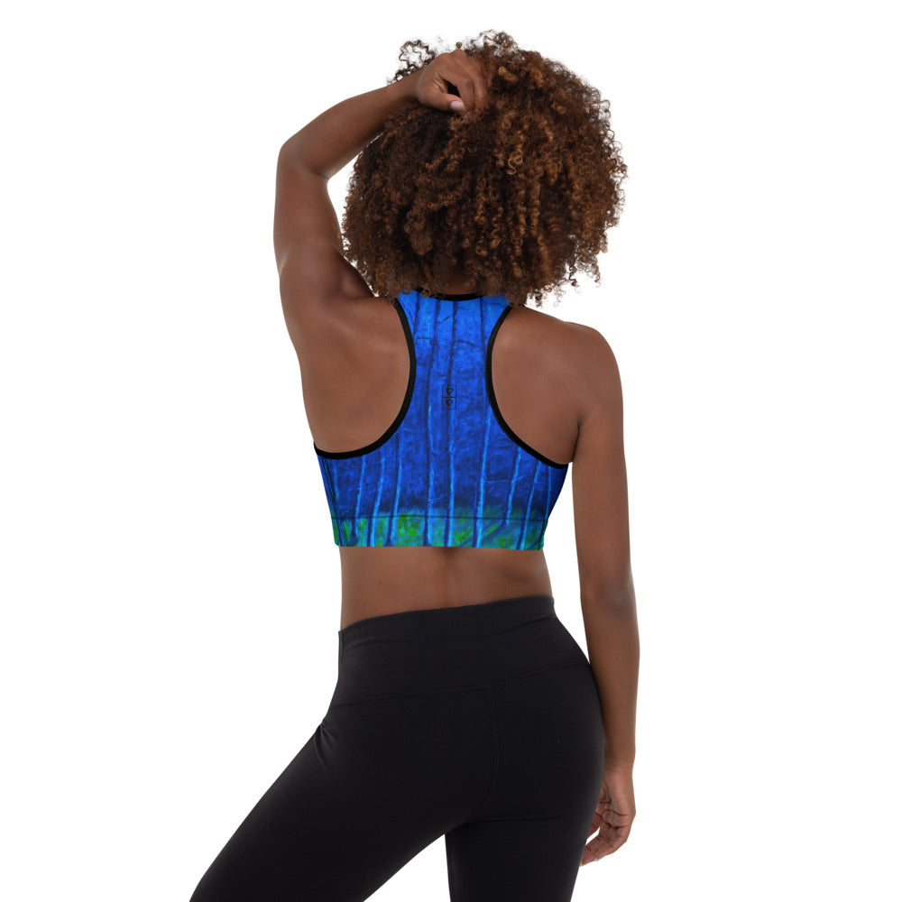 Cobalt Trees at Midnight | Women's Fine Art Padded Sports Bra