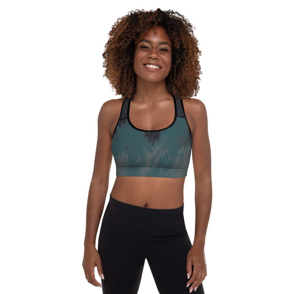 Fluid Mahogany Grey and White - Fall Edition | Women's Fine Art Padded Sports Bra