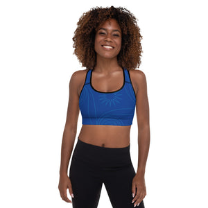 New College Blue with Blue Four Winds | Women's Fine Art Padded Sports Bra