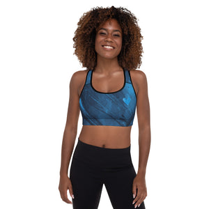 Heart of Color with Blue Hearts - Make A  Wish | Women's Fine Art Padded Sports Bra