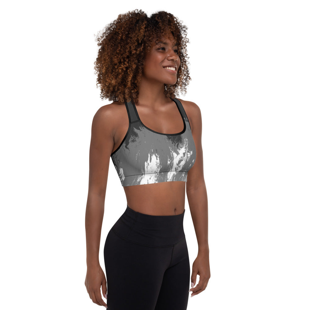 Fluid Mahogany Grey and White - Fall Edition | Women's Fine Art Padded Sports Bra