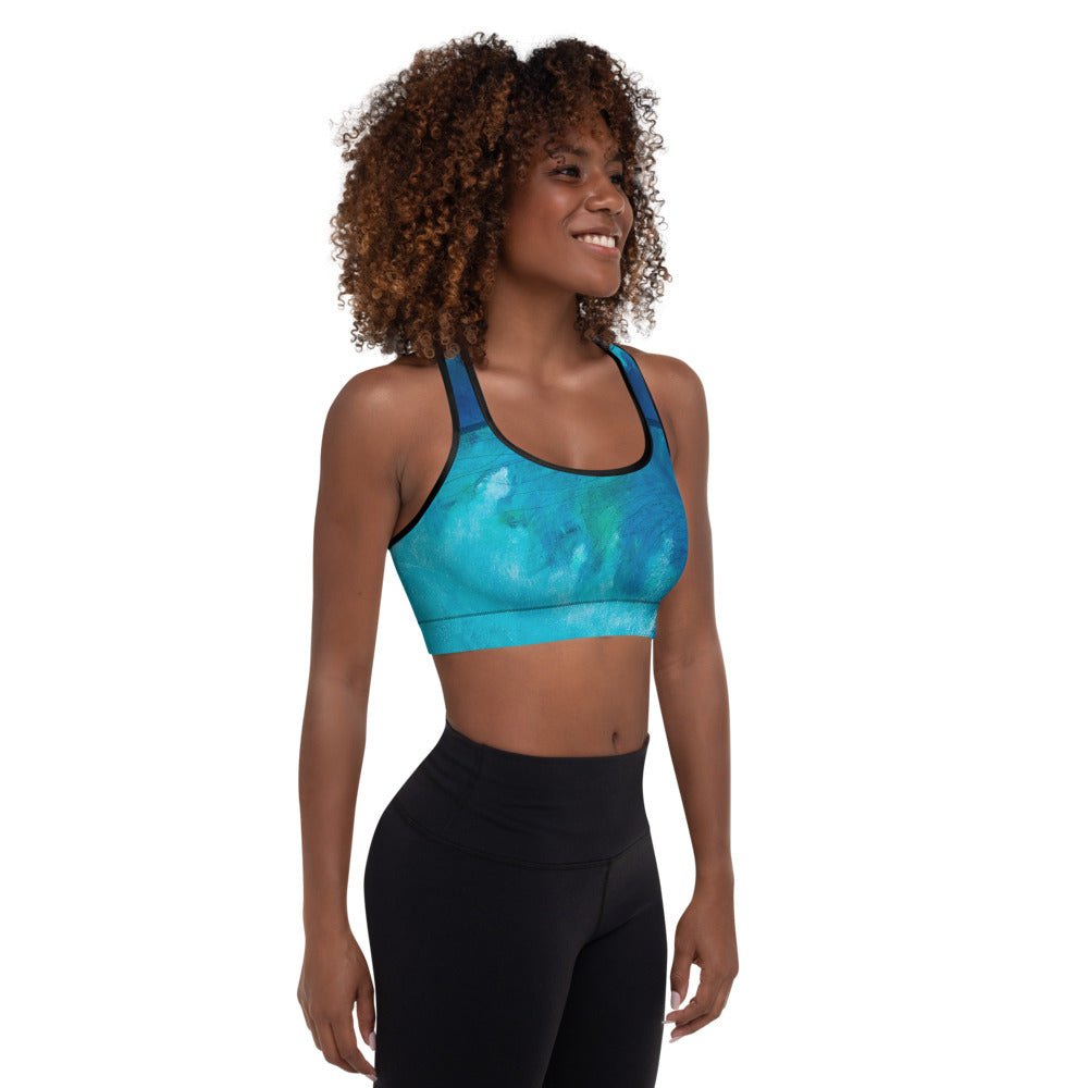 Blue Feather | Women's Fine Art Padded Sports Bra