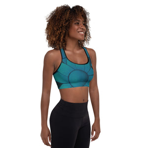 Flower on Teal with Black HeartsFlower on Teal with Black Hearts | Women's Fine Art Padded Sports Bra
