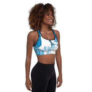 Abstract Woman with Blue Hearts Make-A-Wish | Women's Fine Art Sports Bra