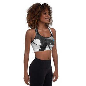 Heart Abstract Black and White with Blue Heart - Make A Wish | Women's Fine Art Sports Bra