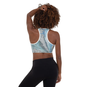 Fluid Aqua and Grey | Women's Fine Art Padded Sports Bra