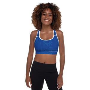 New College Blue with Blue Four Winds | Women's Fine Art Padded Sports Bra