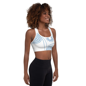 New College White with Blue Four Winds | Women's Fine Art Padded Sports Bra