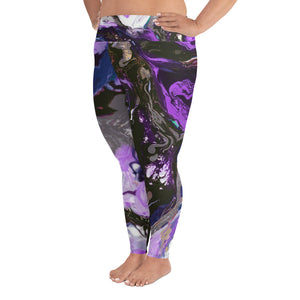 Fluid Purple | Women's Fine Art High-Waist Leggings