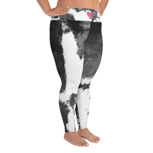 Abstract Woman Black and White with Hearts | Women's Fine Art High-Waist Capris