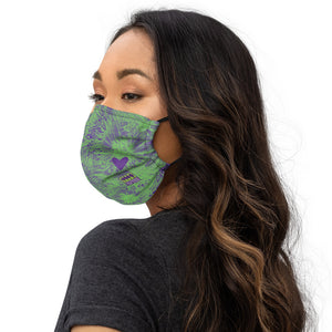 "Purple and Green Splatter with Purple Hearts SFG" Mask