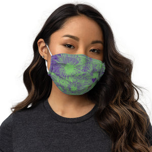 "Purple and Green Splatter with Purple Hearts SFG" Mask