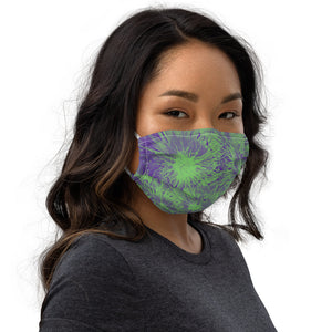 "Purple and Green Splatter with Purple Hearts SFG" Mask
