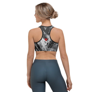 Heart Explosion Noir with Red Hearts | Women's Fine Art Sports Bra