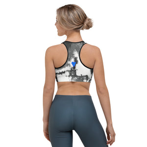 Abstract Woman Black and White with Hearts | Women's Fine Art Sports Bra