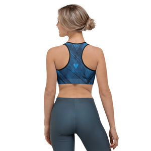 Heart of Color with Blue Hearts - Make A  Wish | Women's Fine Art Sports Bra