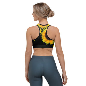 Sunflowers on Black | Women's Fine Art Sports Bra