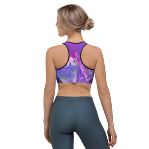 Coral Heart Purple & Blue | Women's Fine Art Sports Bra