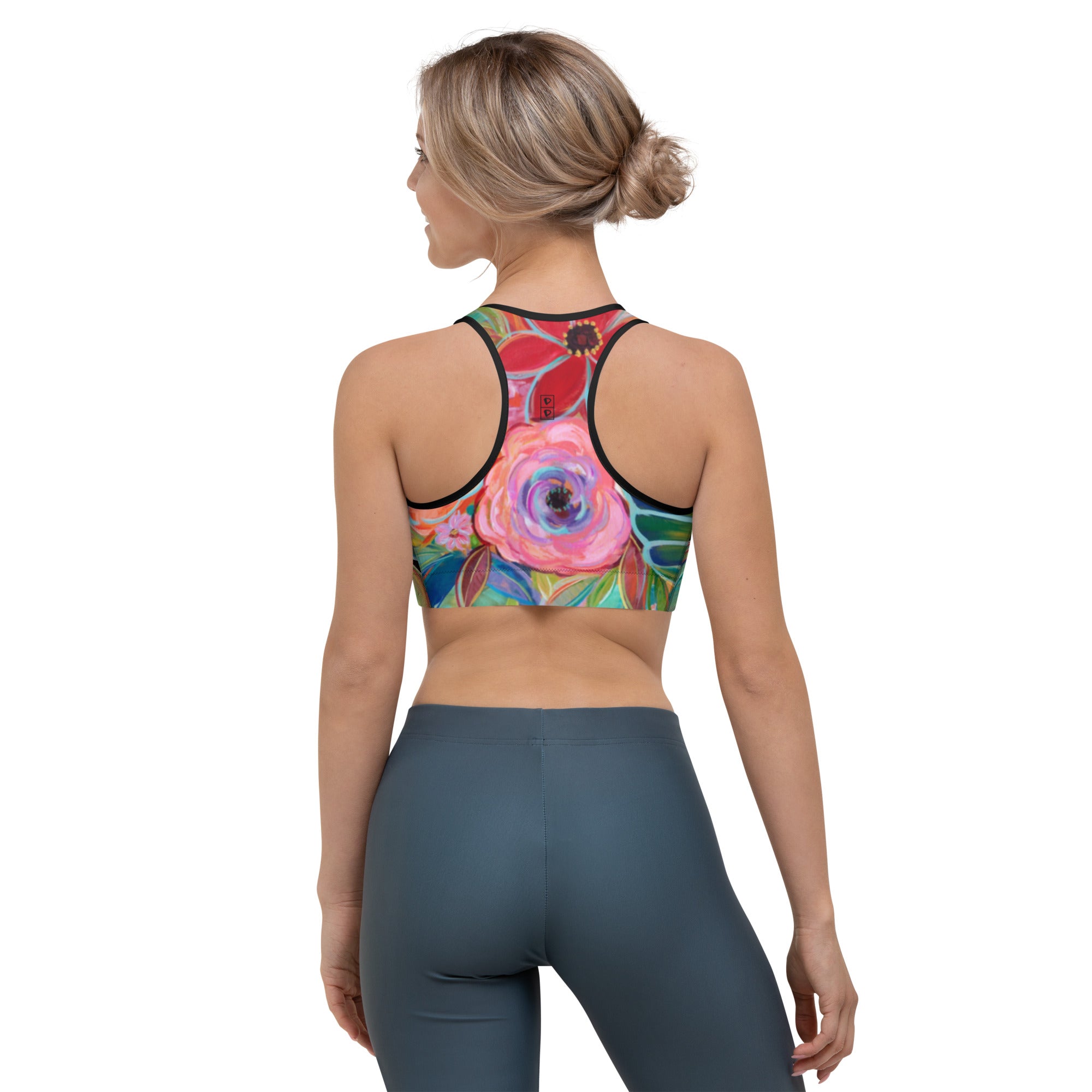Orange Floral | Women's Fine Art Sports Bra