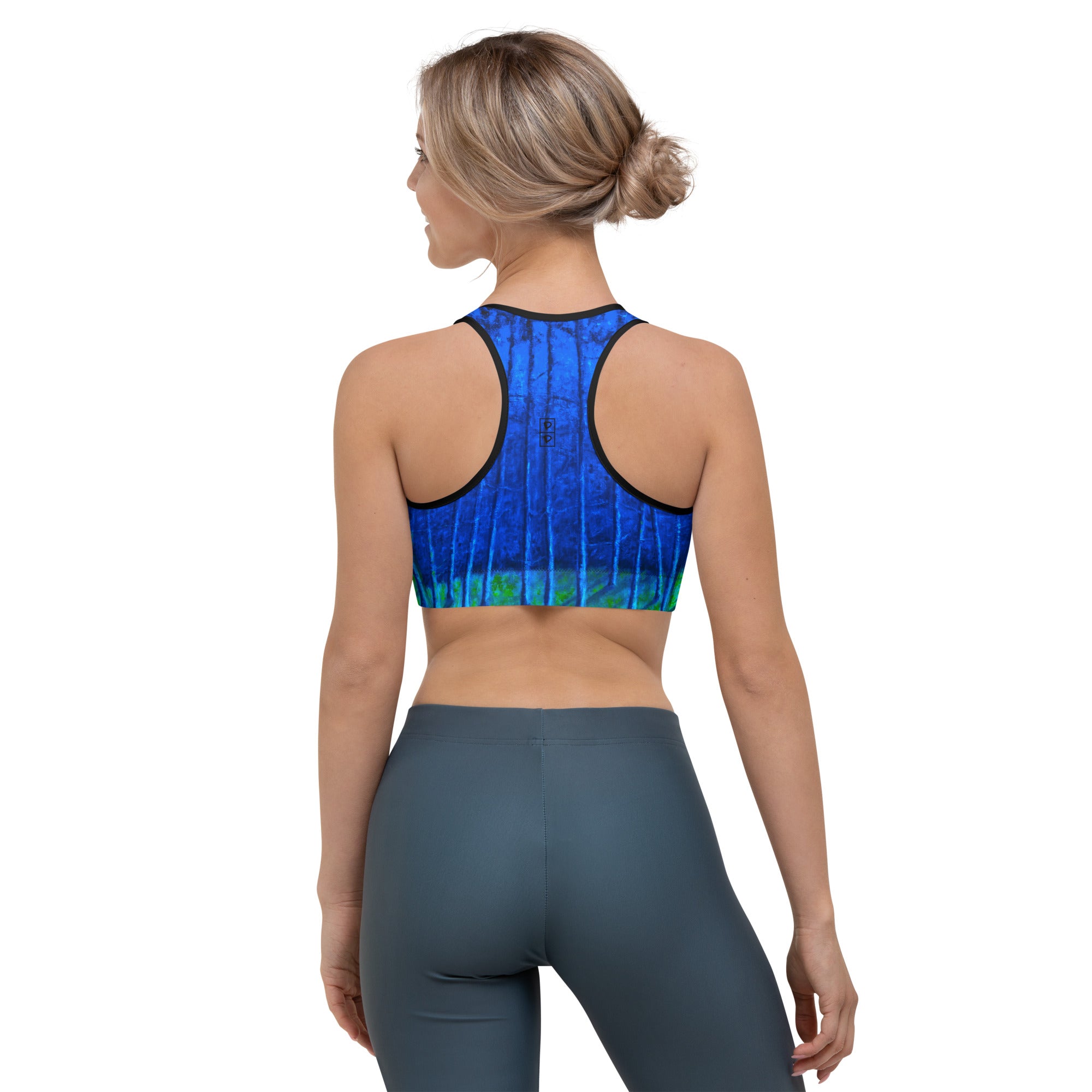 Cobalt Trees at Midnight | Women's Fine Art Sports Bra