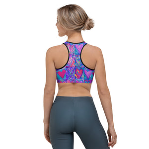 Hearts without Borders Red & Blue | Women's Fine Art Sports Bra