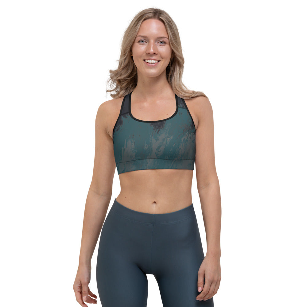 Fluid Mahogany Grey and White - Fall Edition | Women's Fine Art Sports Bra