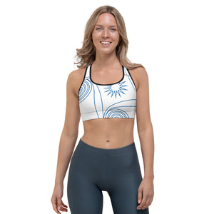 New College Blue with White Four Winds | Women's Fine Art Sports Bra