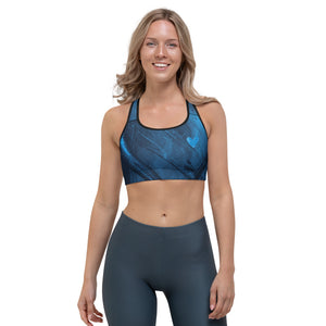 Heart of Color with Blue Hearts - Make A  Wish | Women's Fine Art Sports Bra