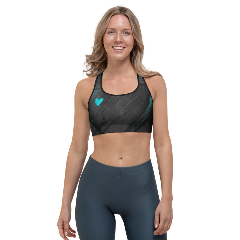 Heart of Color Black with Red Hearts | Women's Fine Art Sports Bra