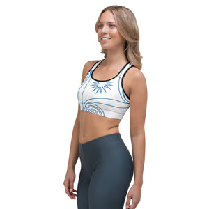 New College Blue with White Four Winds | Women's Fine Art Sports Bra