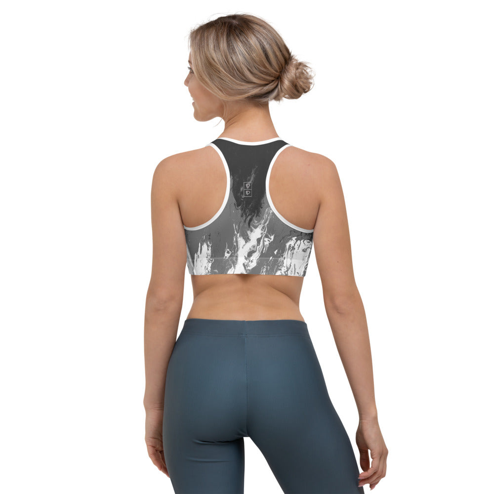 Fluid Mahogany Grey and White - Fall Edition | Women's Fine Art Sports Bra