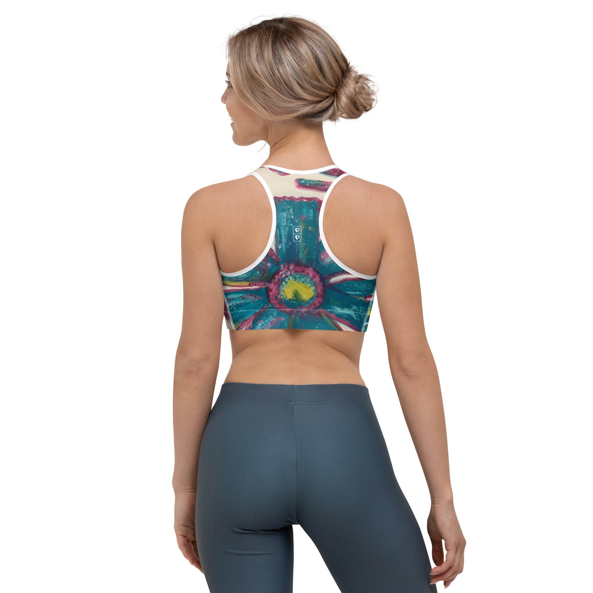 Turquoise Floral | Women's Fine Art Sports Bra