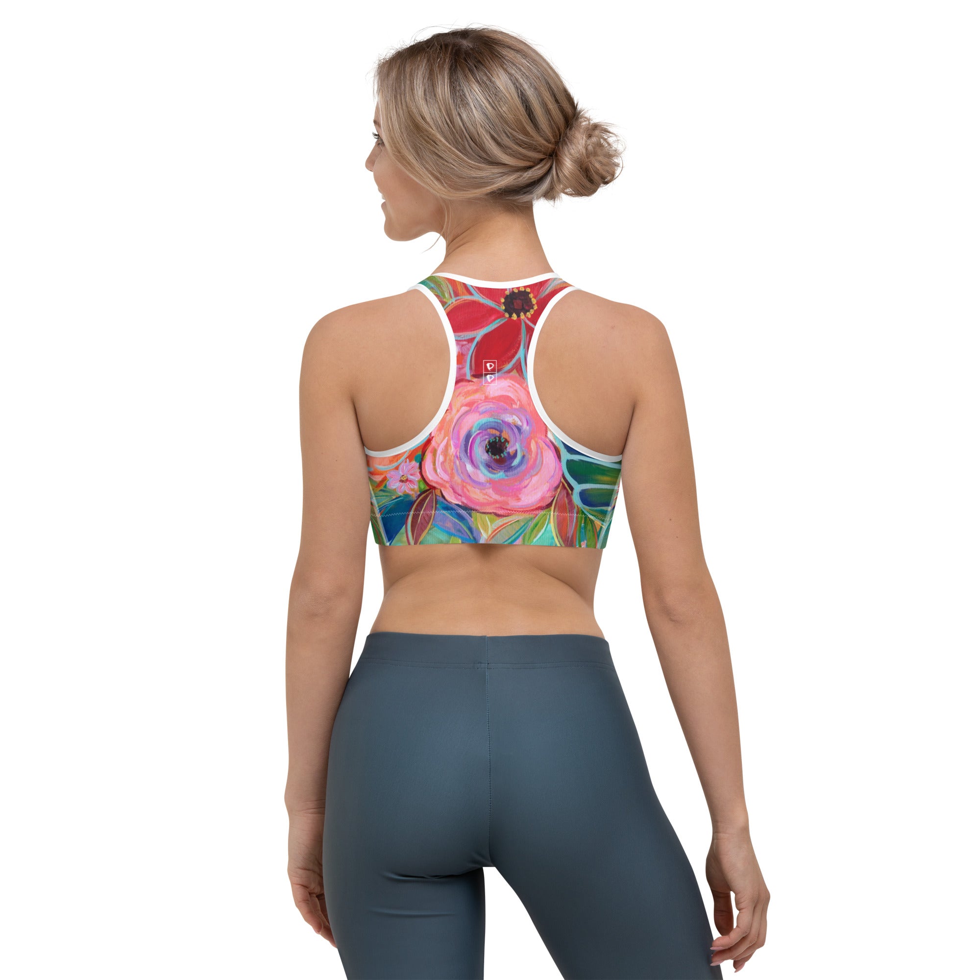 Orange Floral | Women's Fine Art Sports Bra