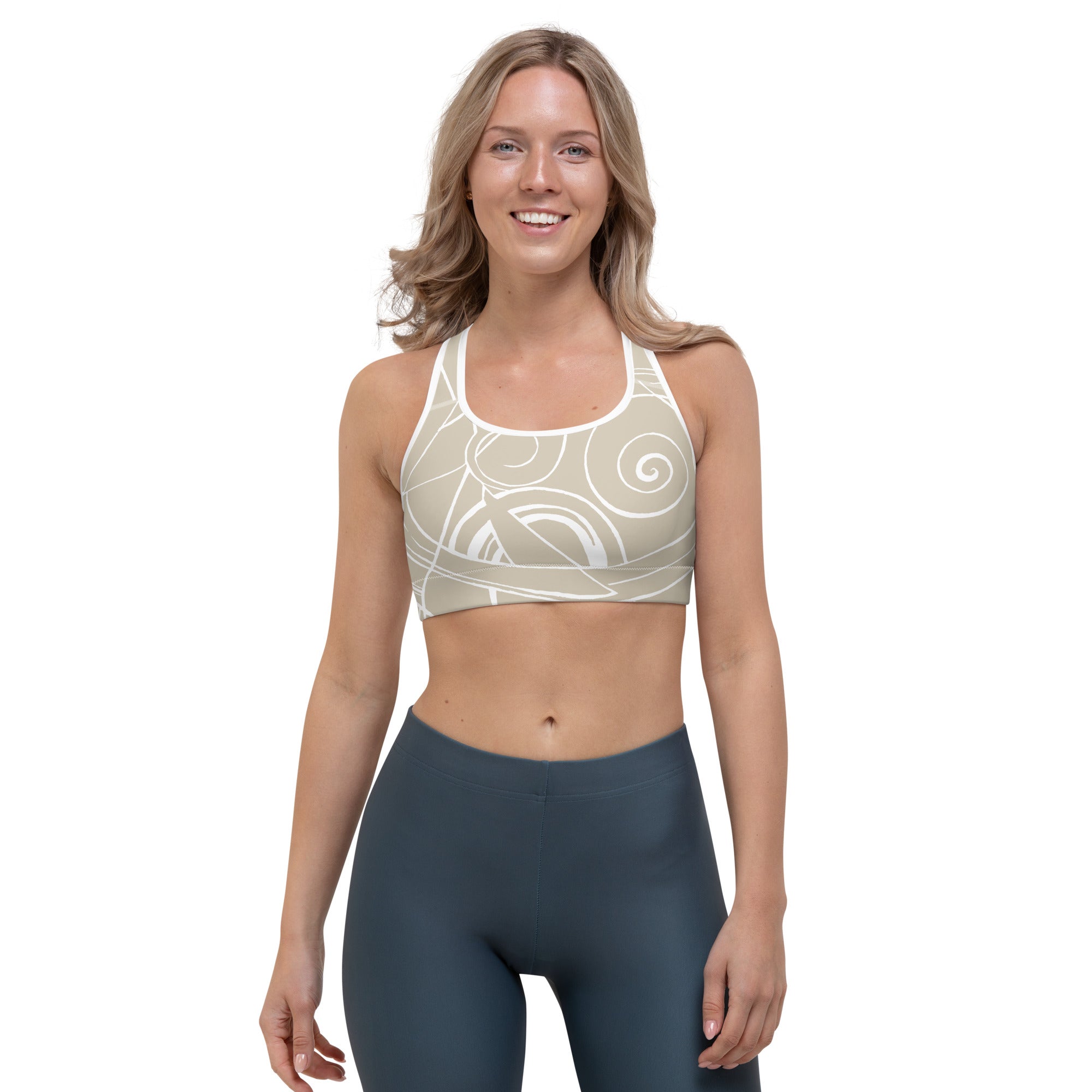 Nicole's Sketch - Khaki | Women's Fine Art Sports Bra