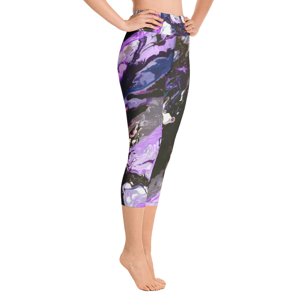 Fluid Purple | Women's Fine Art High-Waist Capris