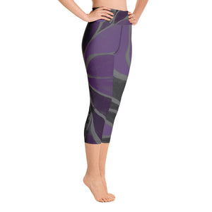 Purple Leaves Paws and Claws | Women's Fine Art High-Waist Capris