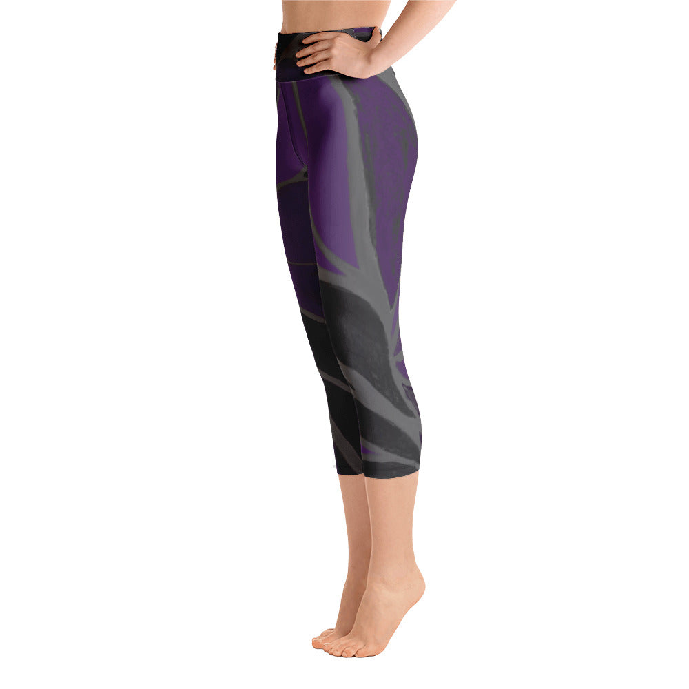 Purple Leaves Paws and Claws | Women's Fine Art High-Waist Capris