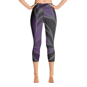 Purple Leaves Paws and Claws | Women's Fine Art High-Waist Capris