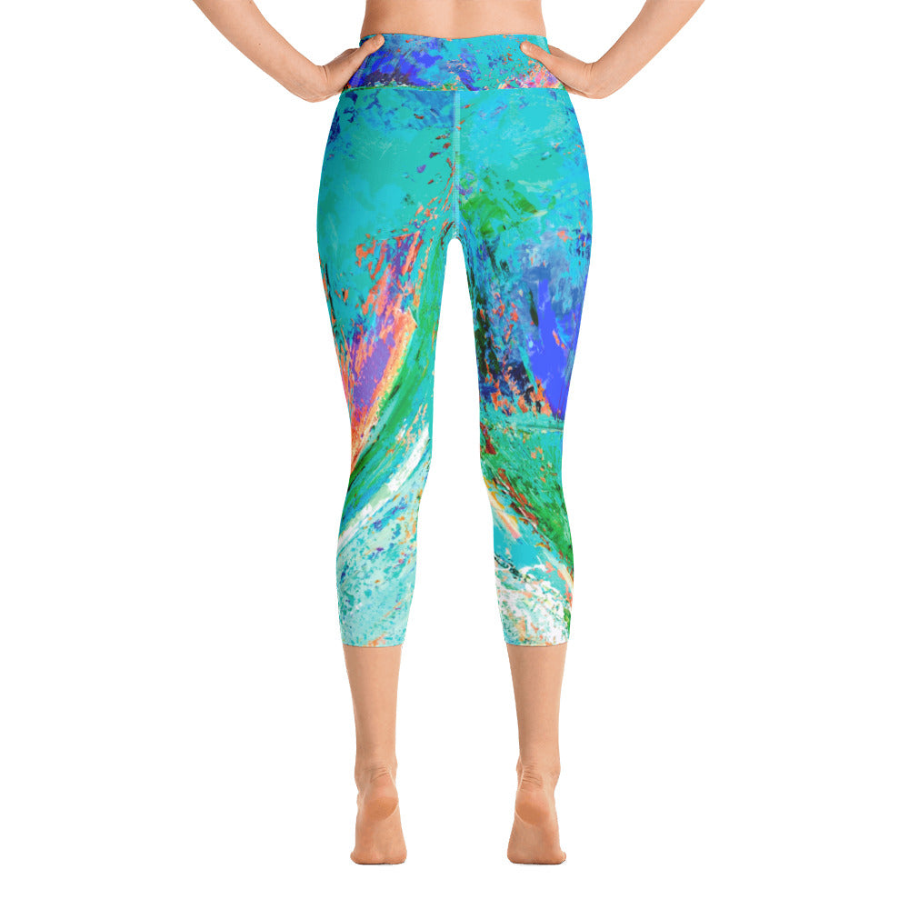 Coral Hearts | Women's Fine Art High-Waist Capris