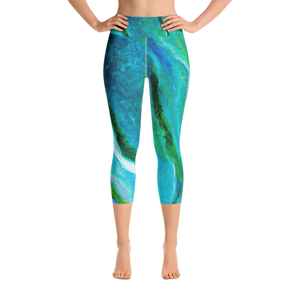 Fluid Cobalt | Women's Fine Art High-Waist Capris