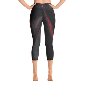 Heart of Color Black with Red Stars | Women's Fine Art High-Waist Capris
