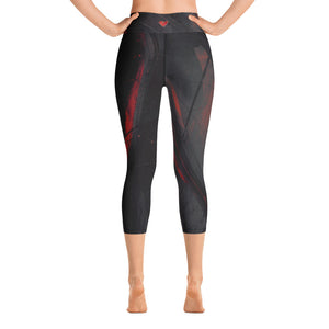 Heart of Color Black with Red Hearts | Women's Fine Art High-Waist Capris
