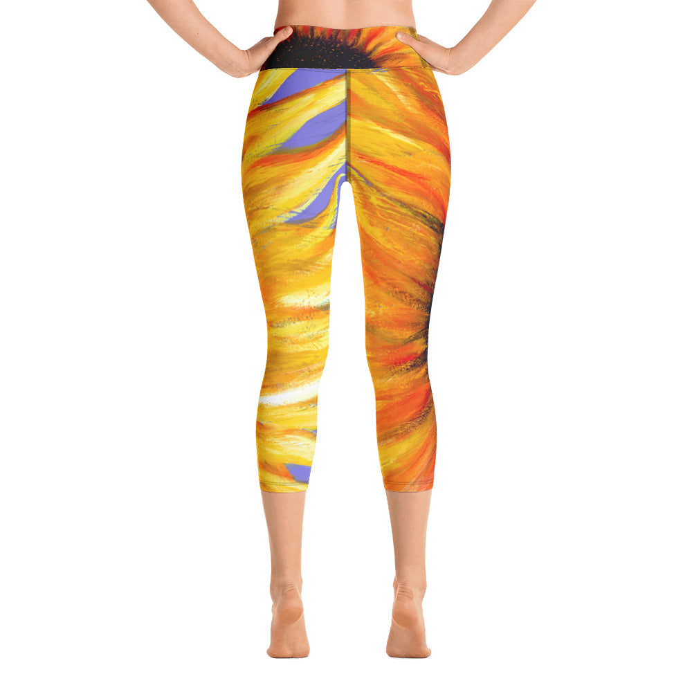 Big Sunflower | Women's Fine Art High-Waist Capris