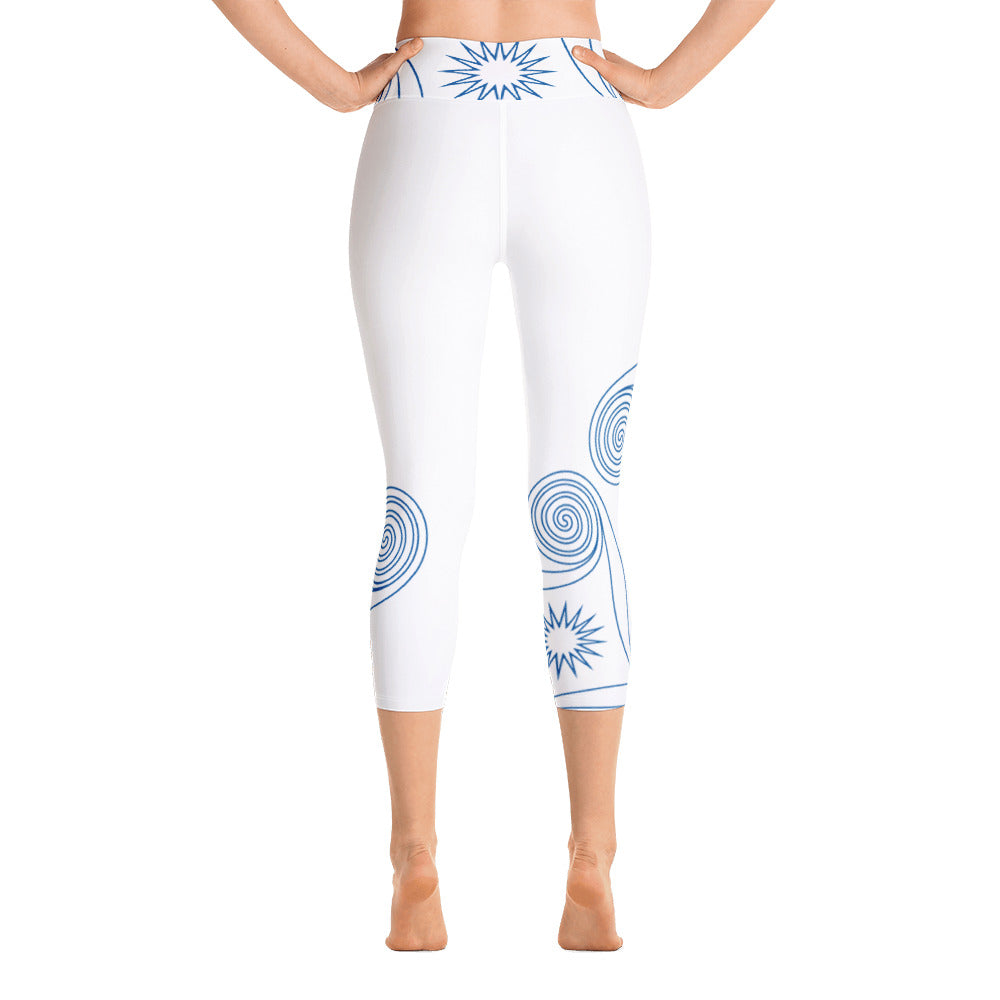New College White with Blue Four Winds | Women's Fine Art High-Waist Capris