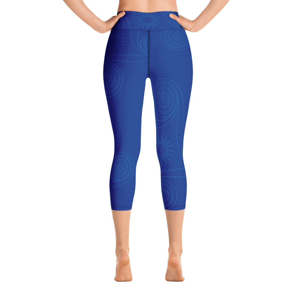 New College Blue with Blue Four Winds | Women's Fine Art High-Waist Capris