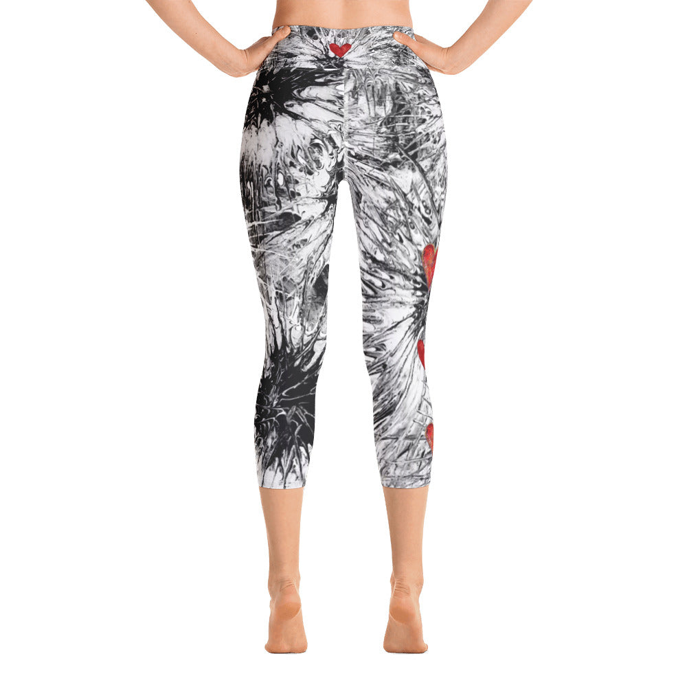 Black & White Splatter | Women's Fine Art High-Waist Capris