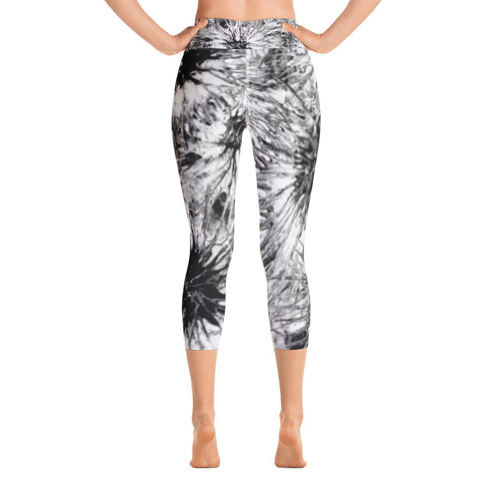Black & White Splatter | Women's Fine Art High-Waist Capris